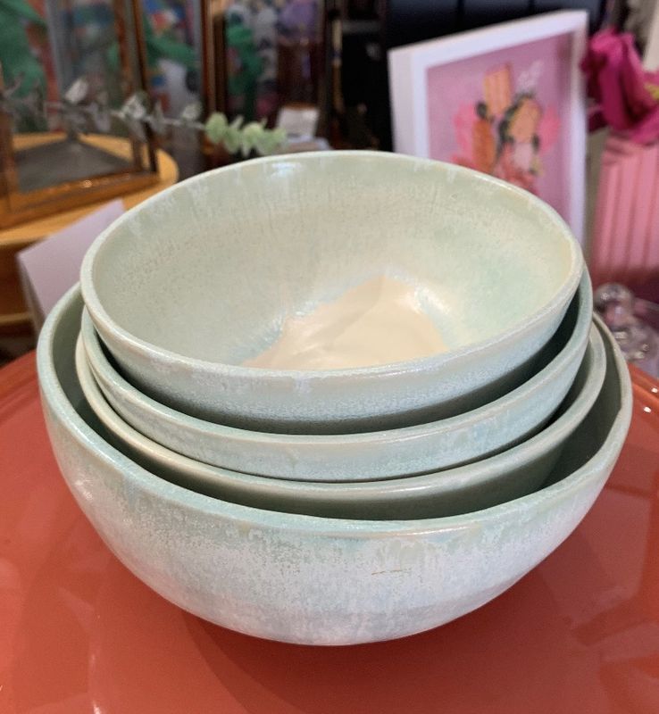 Assorted Ceramic Bowls in Sky Glaze