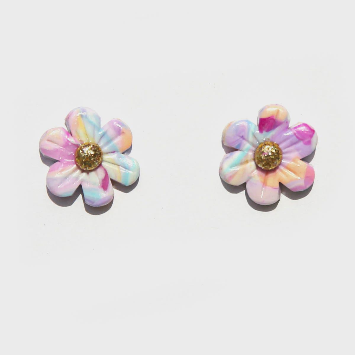 Large Pink &amp; Blue Flower Stud