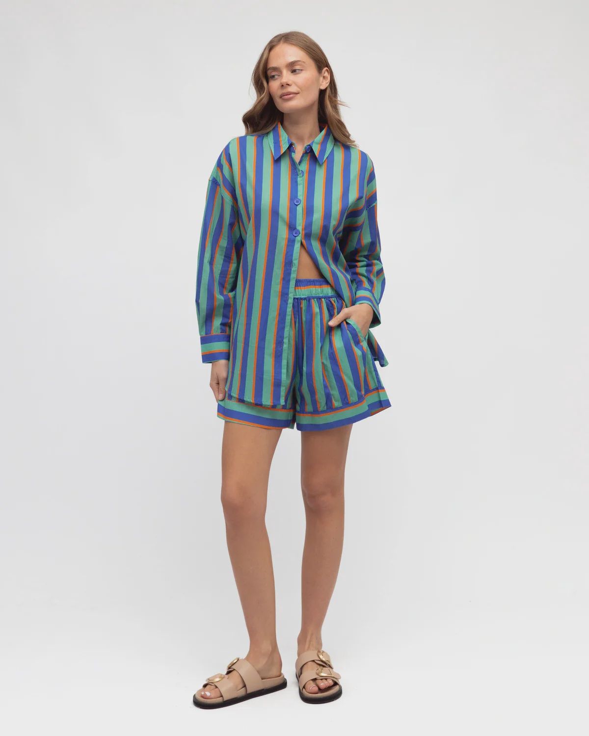 Paper Heart Renata Stripe Shorts- Green