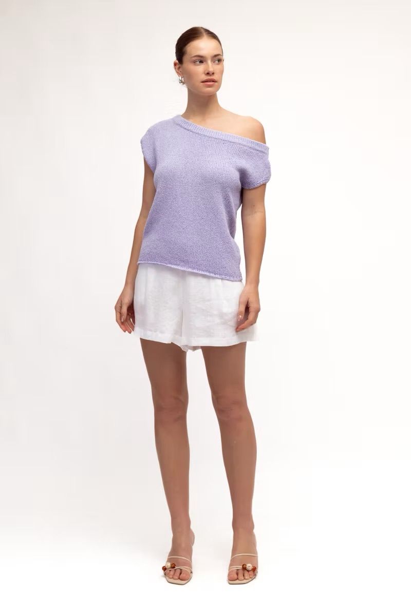 White Closet Knit Top - Lavender
