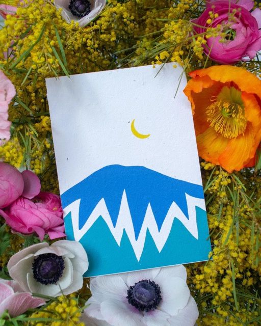 Crest Mountain Greeting Card in Blue