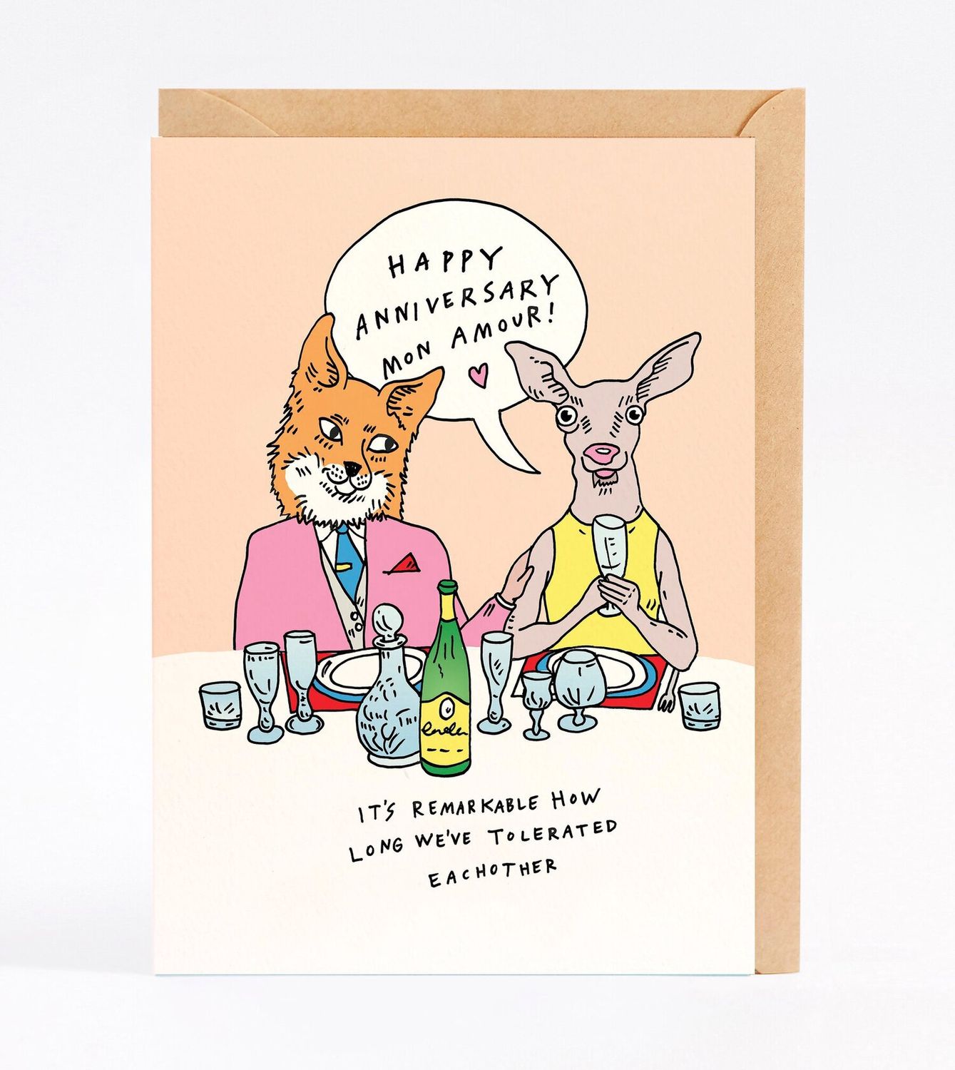 Wally Paper Co - Happy Anniversary Mon Amor in Orange Card