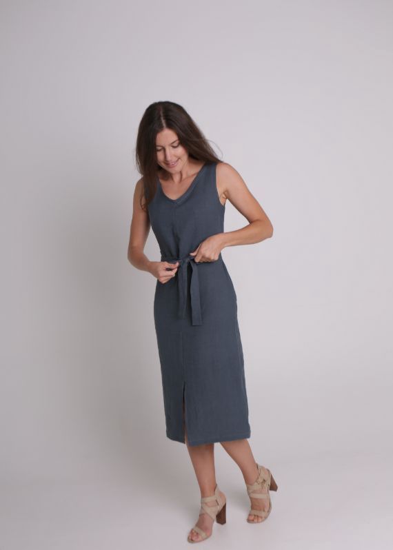 Olivia Tie Dress in Deep Teal