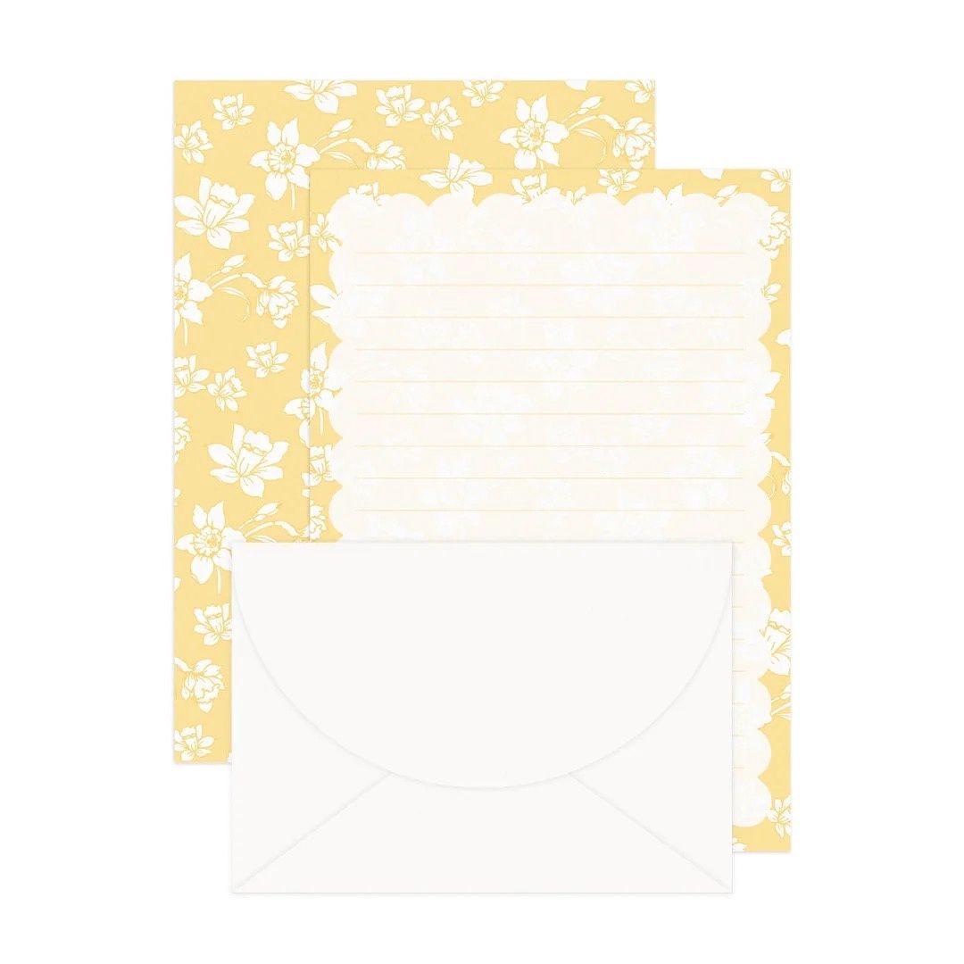 Daymaker Letter Writing Set in Yellow Daffodils Floriography