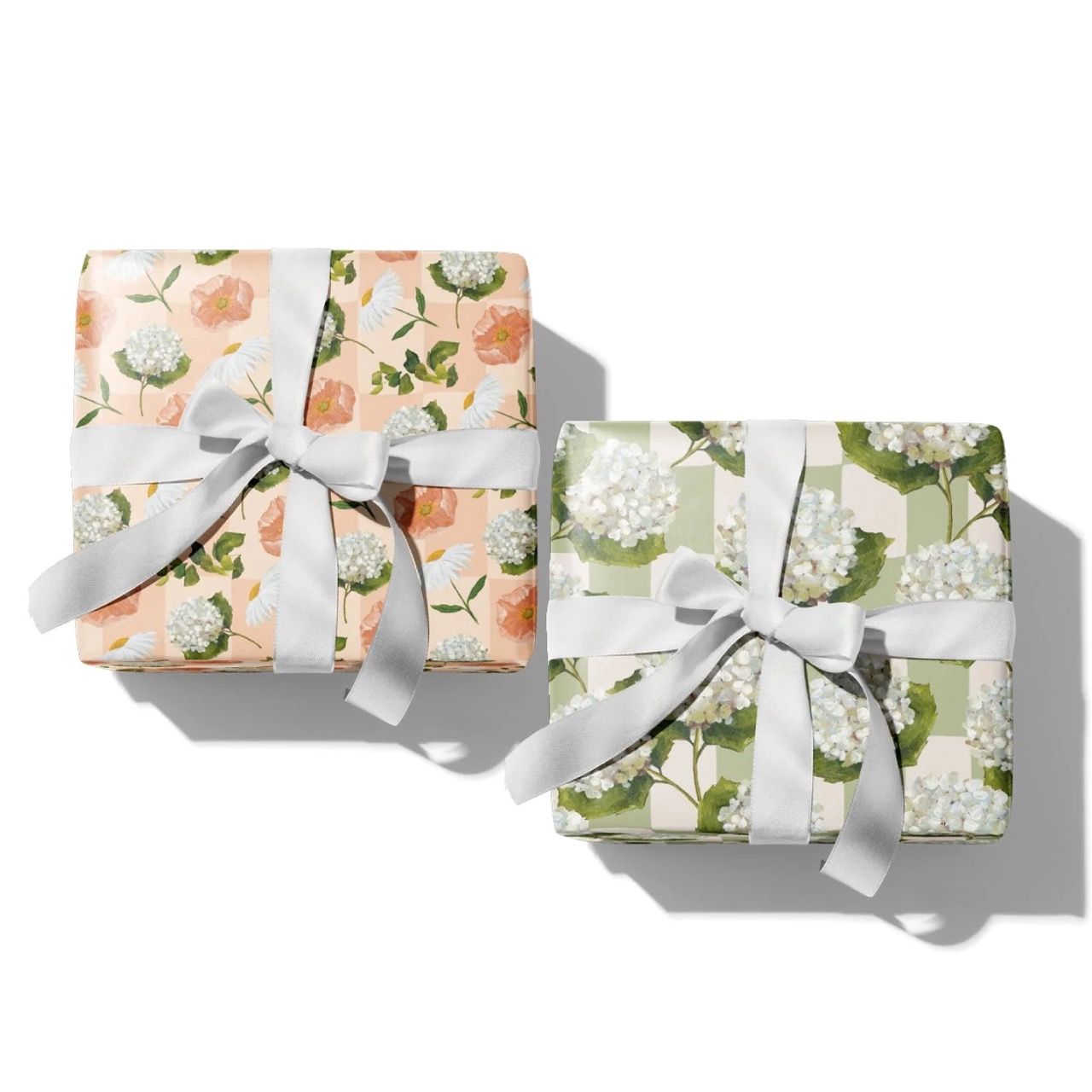 100% Recycled Double-Sided Wrapping Paper &#39;Poppies, Daisies &amp; Hydrangeas
