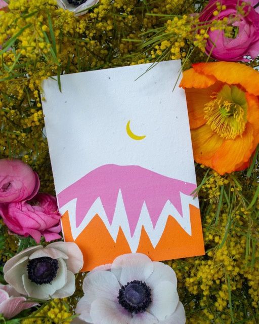 Crest Mountain Greeting Card in Pink