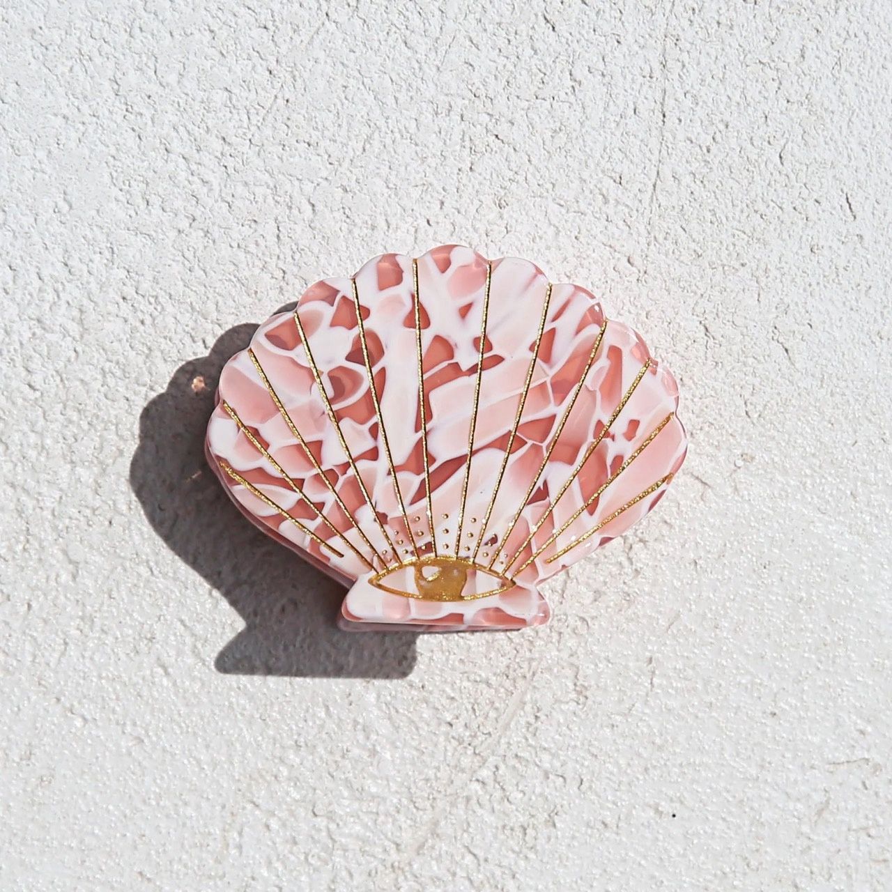 Pink Terrazzo Shell Hair Clip