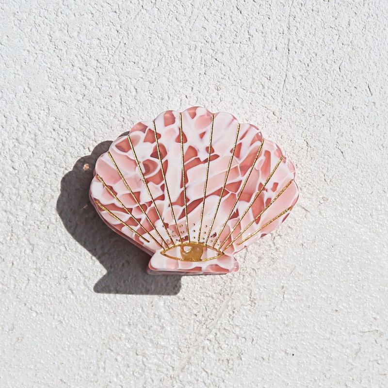 Pink Terrazzo Shell Hair Clip