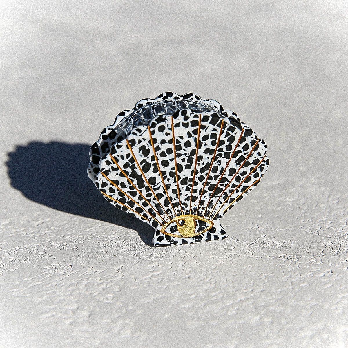 Black Terrazzo Shell Hair Clip
