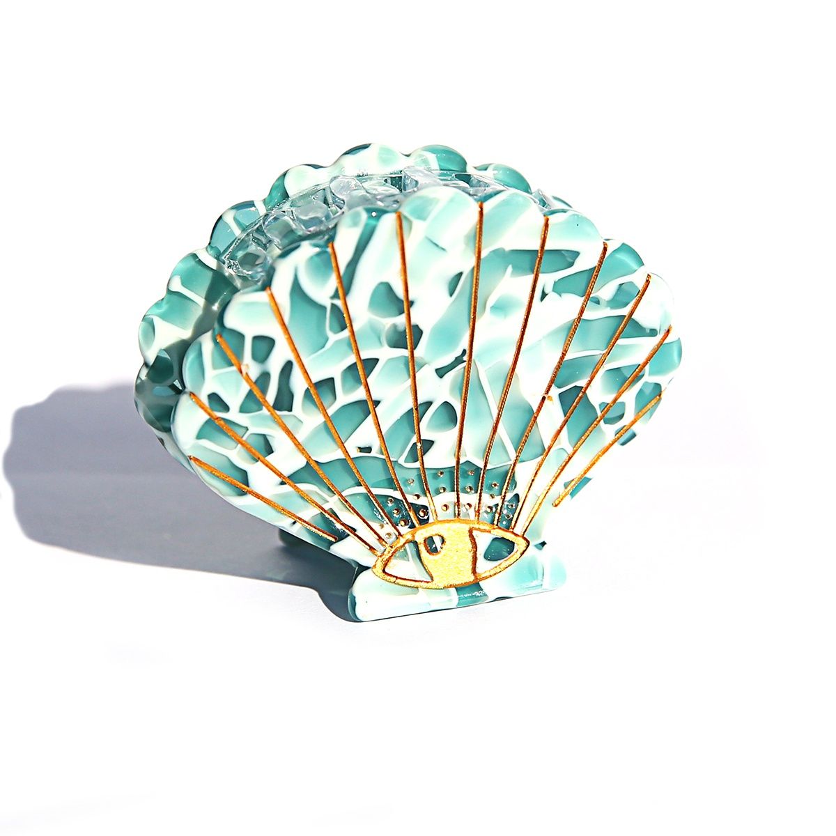 Teal Terrazzo Shell Hair Clip