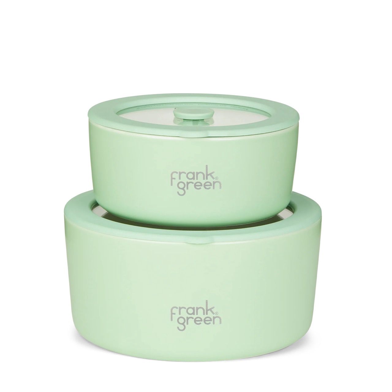 Porcelain Bowls with lid (2 Pack) in 700ml &amp; 1500ml in Mint Gelato