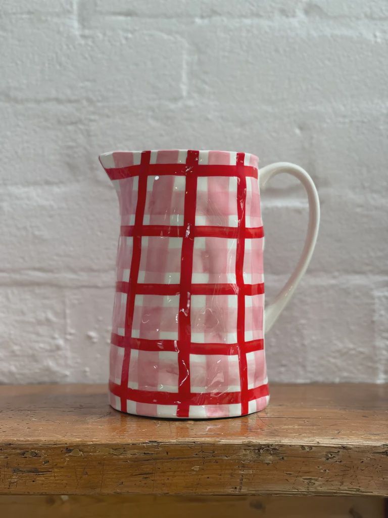 Pink &amp; Red Gingham Jug