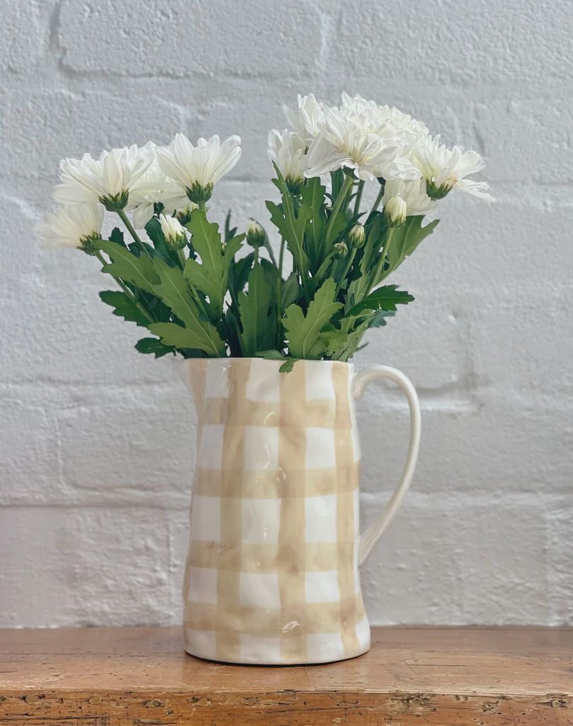 Beige Gingham Jug
