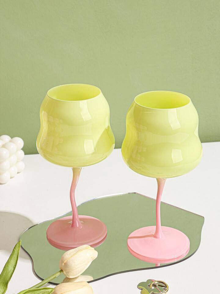 Macaron Twist Glass in Pink &amp; Yellow