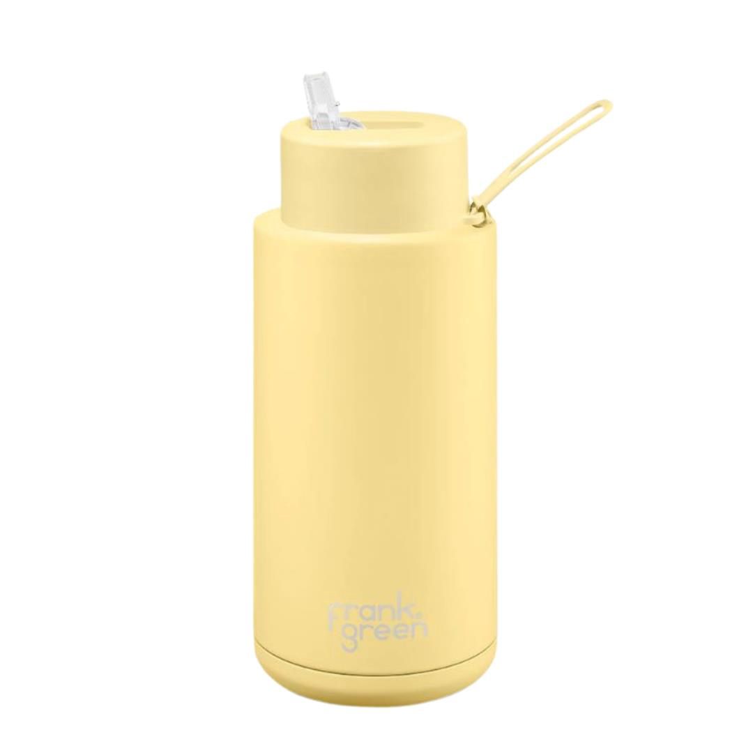 Buttermilk Ceramic Reusable Bottle with Straw Lid - 34oz / 1000ml