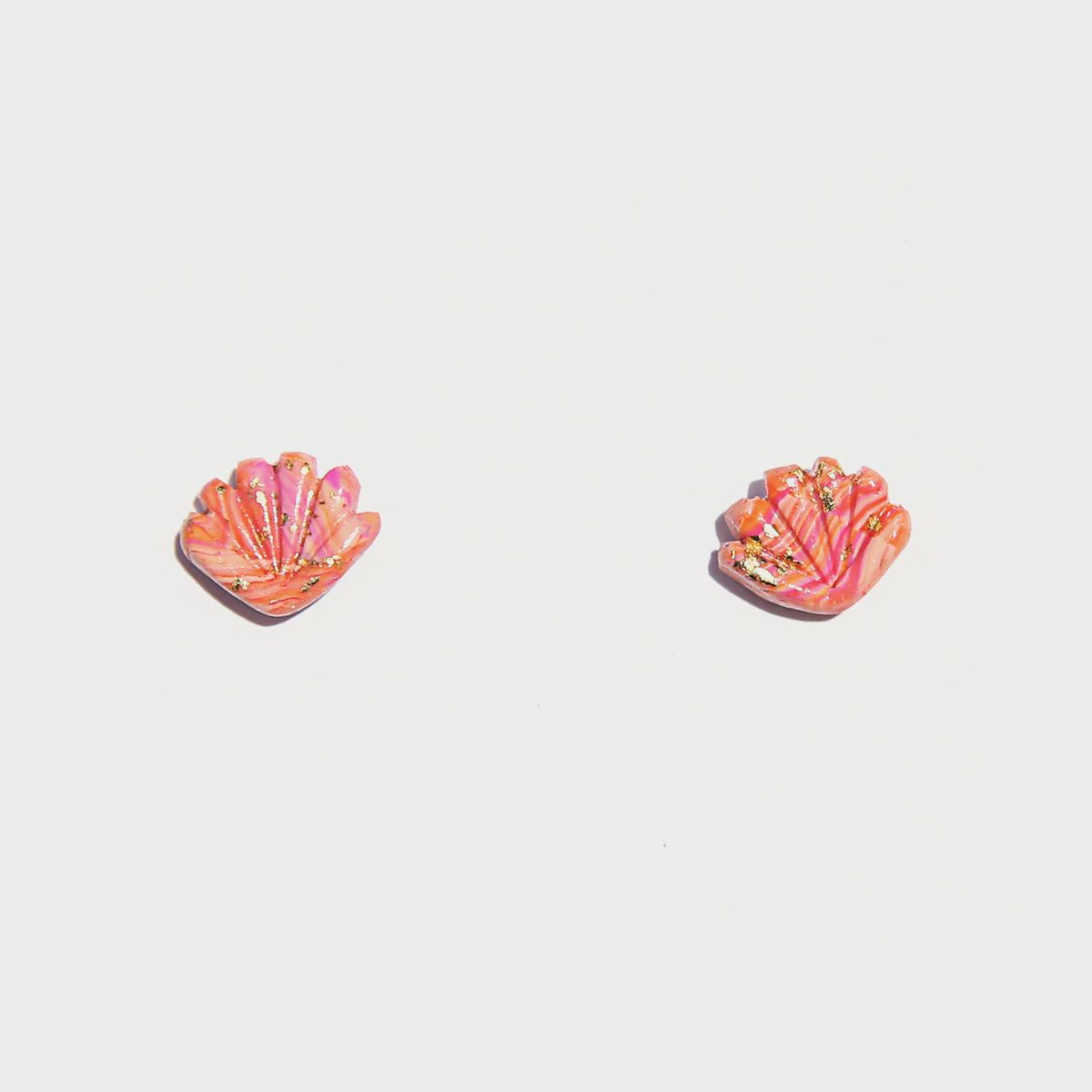 Shell Studs in Orange