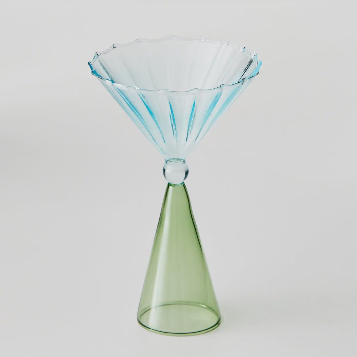Champagne Flute in Green &amp; Light Blue