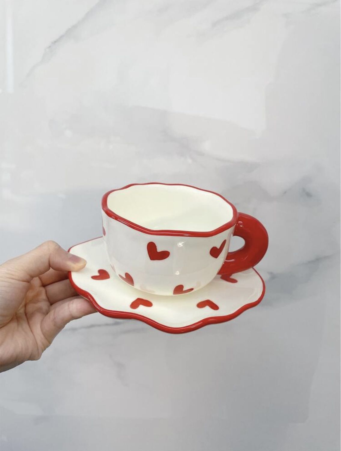 Lovely Hearts Tea Cup &amp; Saucer