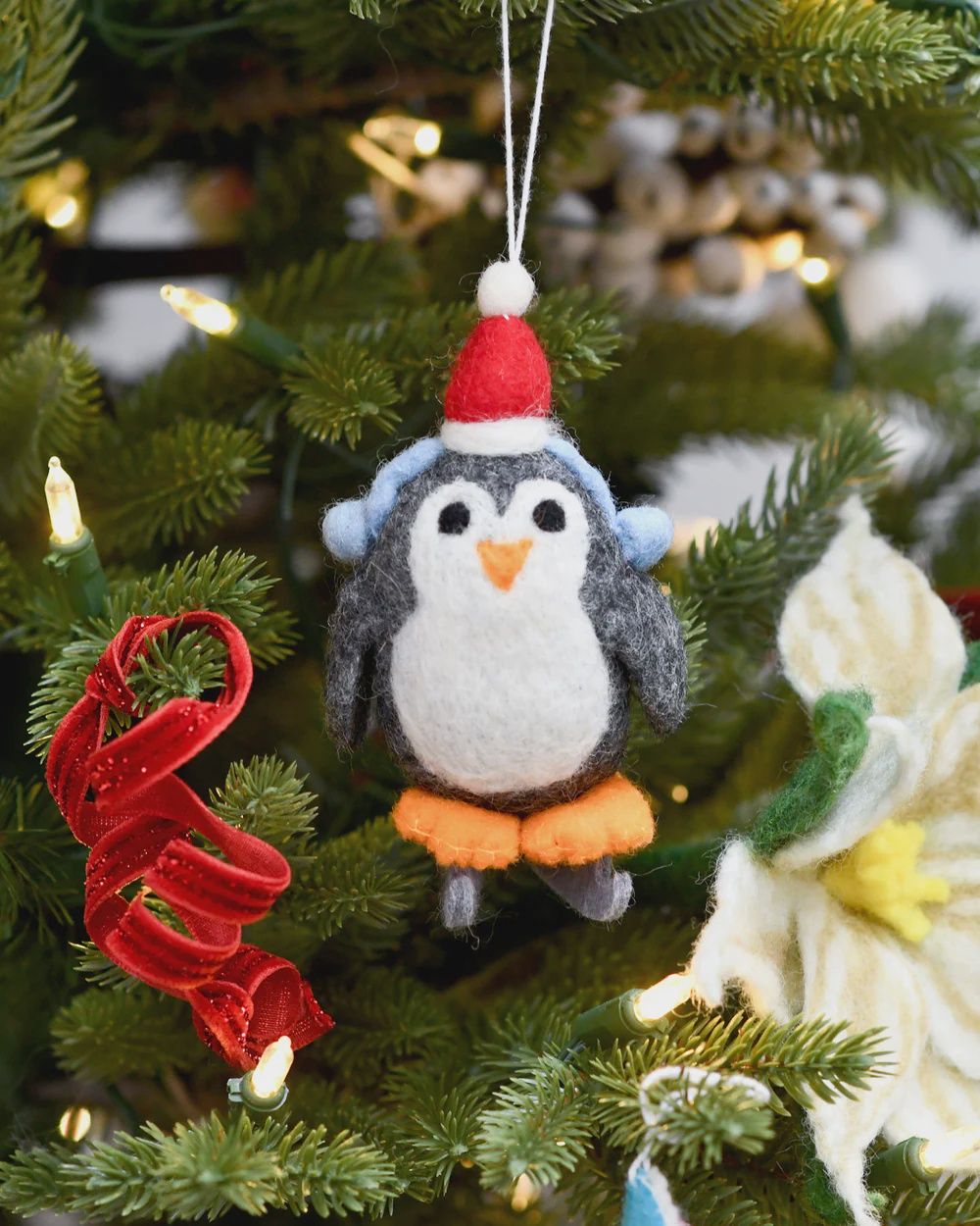 Felt Penguin With Ice Skates Ornament