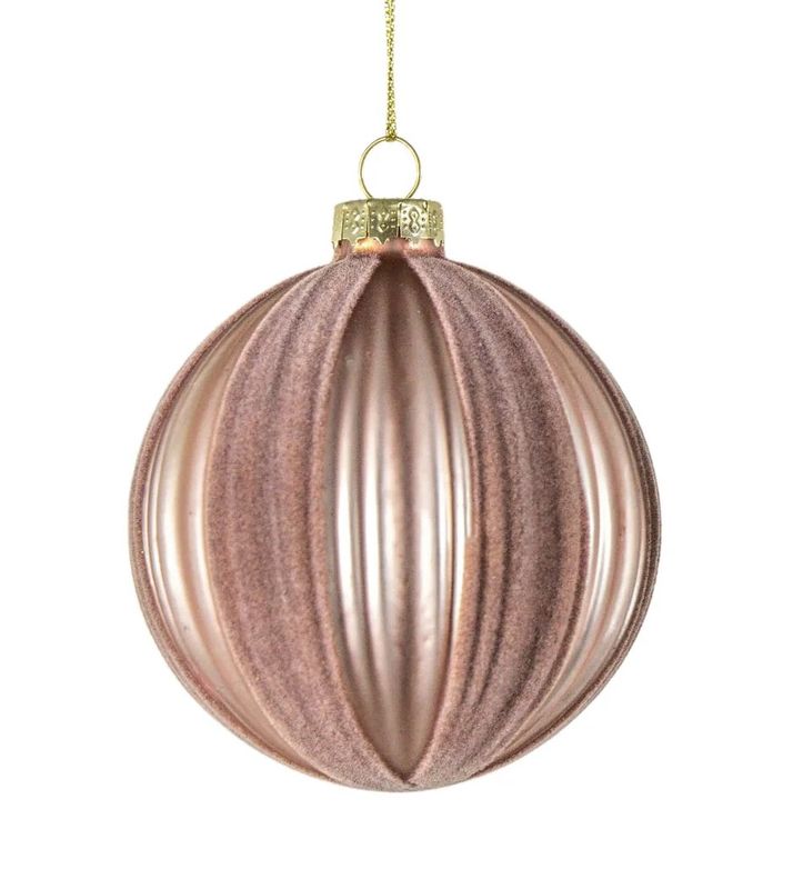 Flock Bauble in Blush Stripe