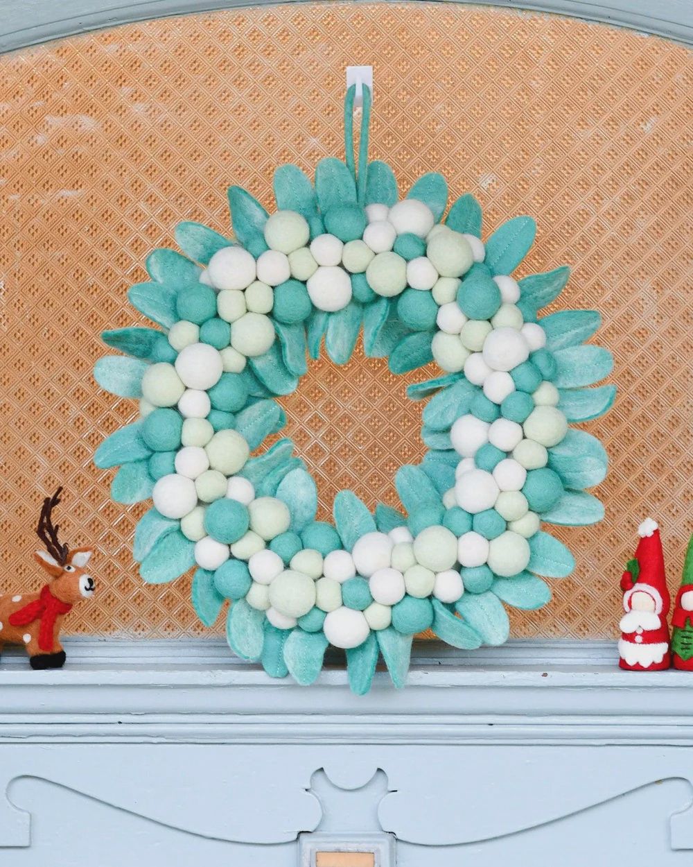 Mint Green Felt Ball Wreath