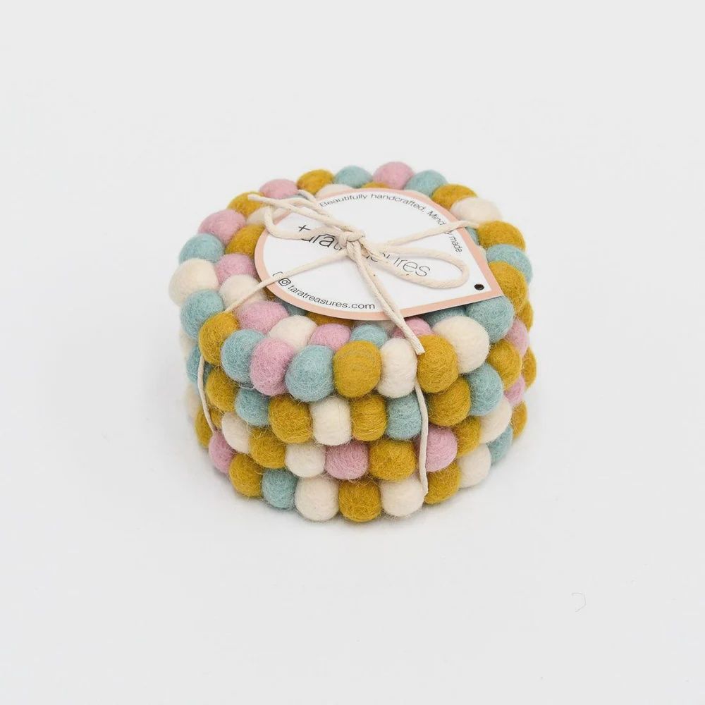 Felt Ball Coasters - Pastel Bundle of 4