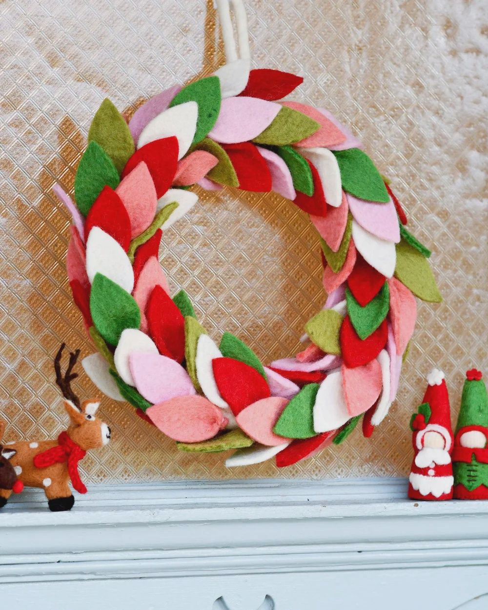 Spring Leaves Felt Wreath