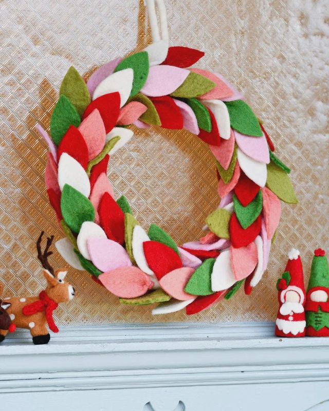 Spring Leaves Felt Wreath