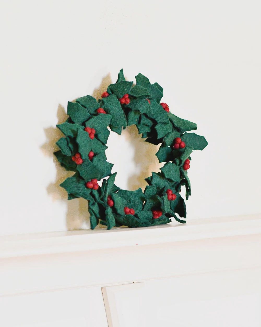Felt Holly Wreath With Red Berries