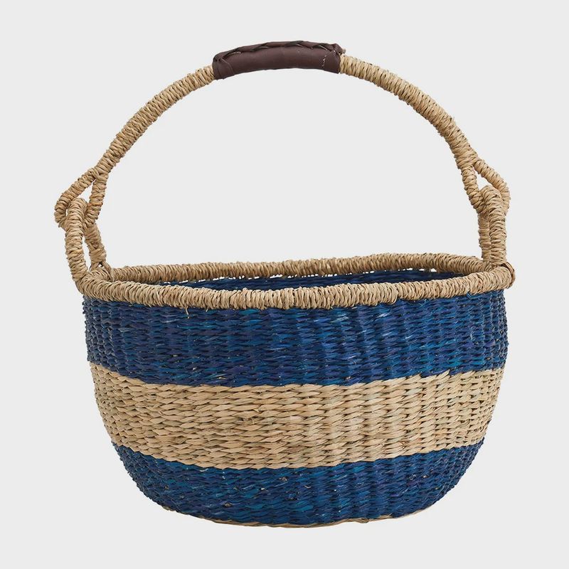 Seagrass Basket in Navy Stripe
