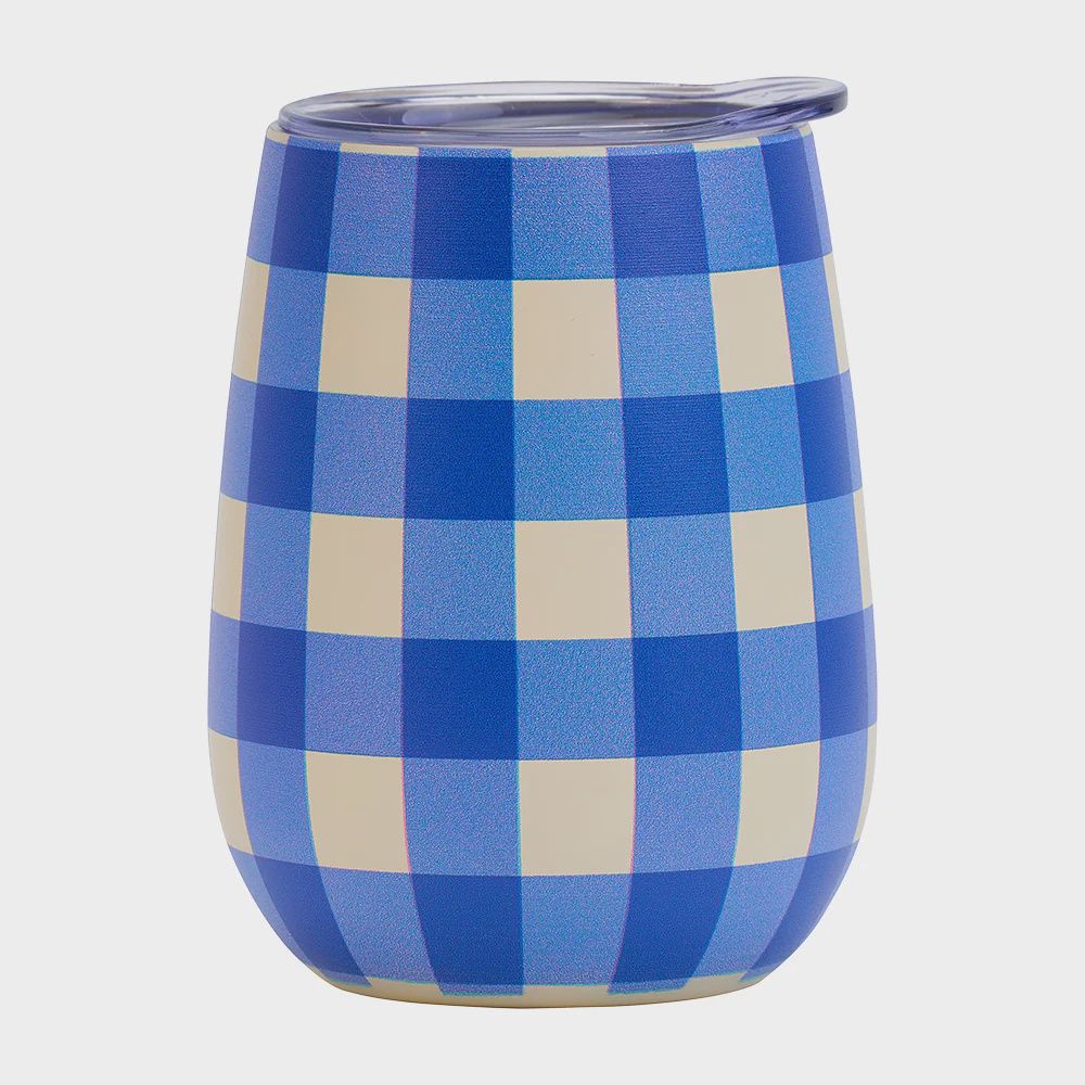 Wine Tumbler Stainless in Cobalt Check