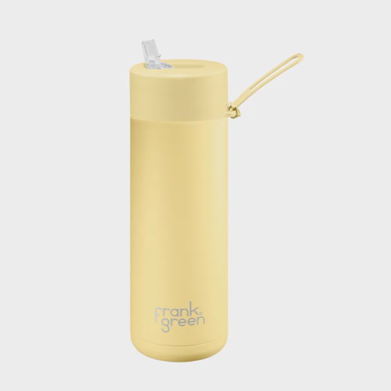 Buttermilk Ceramic Reusable Bottle with Straw Lid - 20oz / 595m