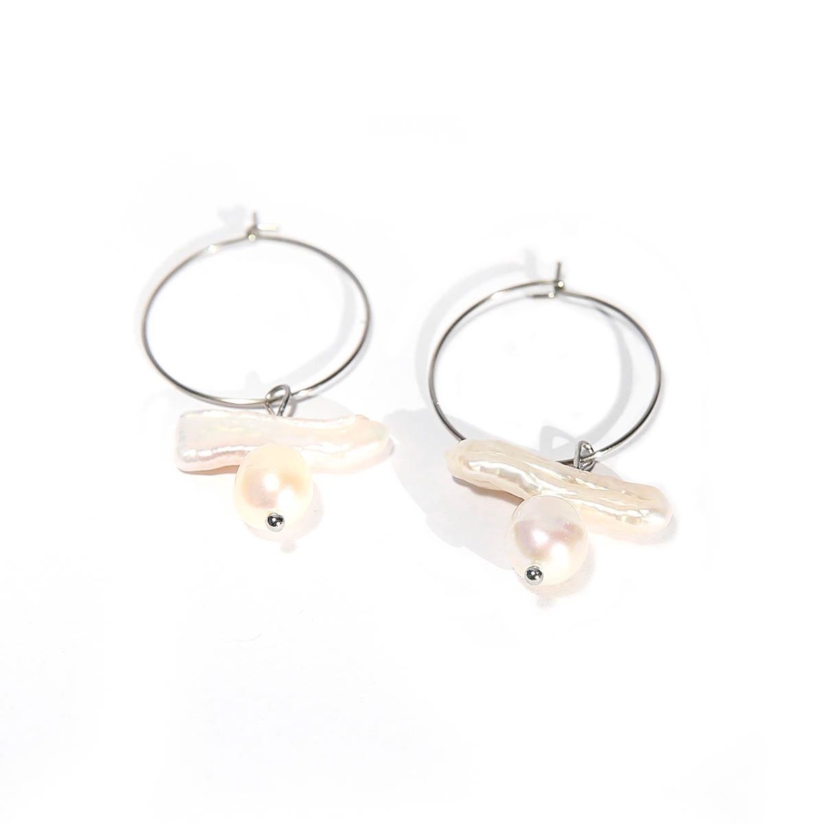 Small Mixed Pearl Hoops