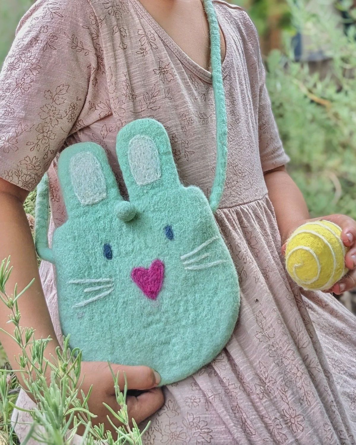 Felt Easter Bunny Bag in Mint Green