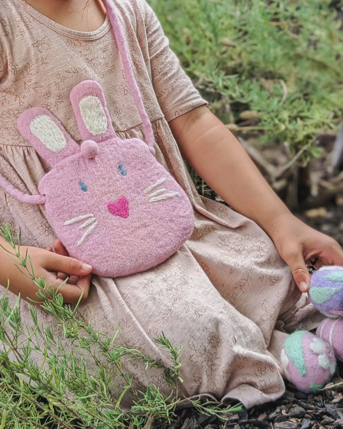Felt Easter Bunny Bag in Pink