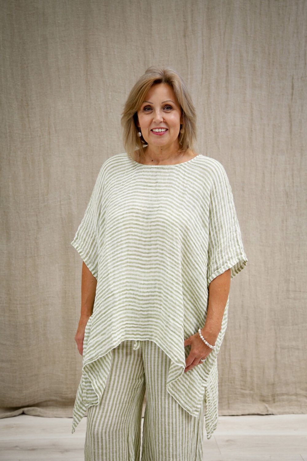 Luna Oversized Top Green Stripe