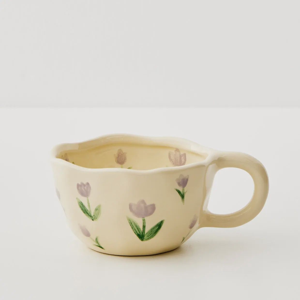 Painted Purple Tulip Ceramic Mug