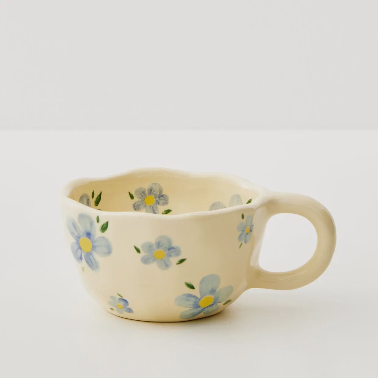 Painted Blue Daisy Ceramic Mug