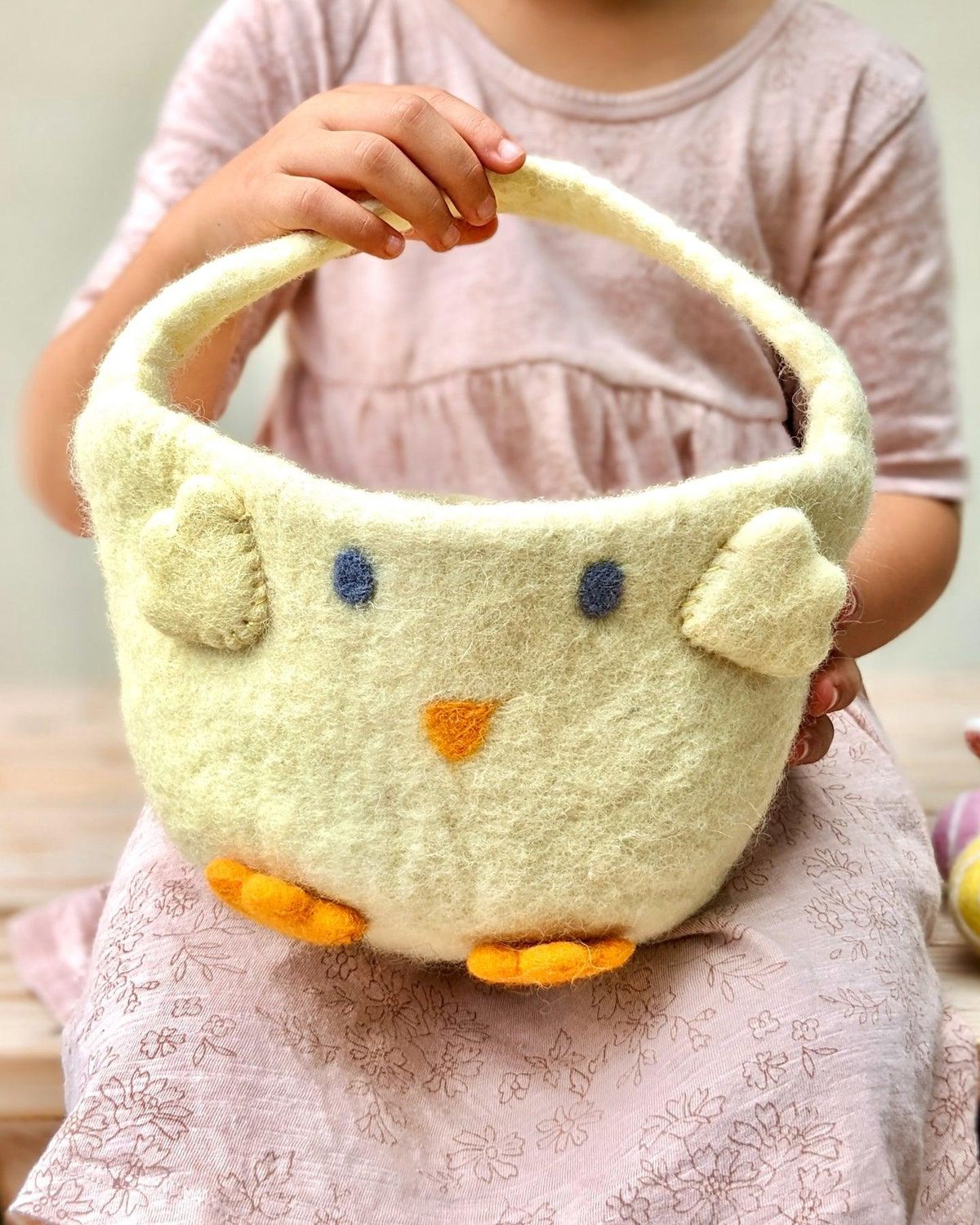 Felt Easter Egg Hunt Yellow Chick Basket