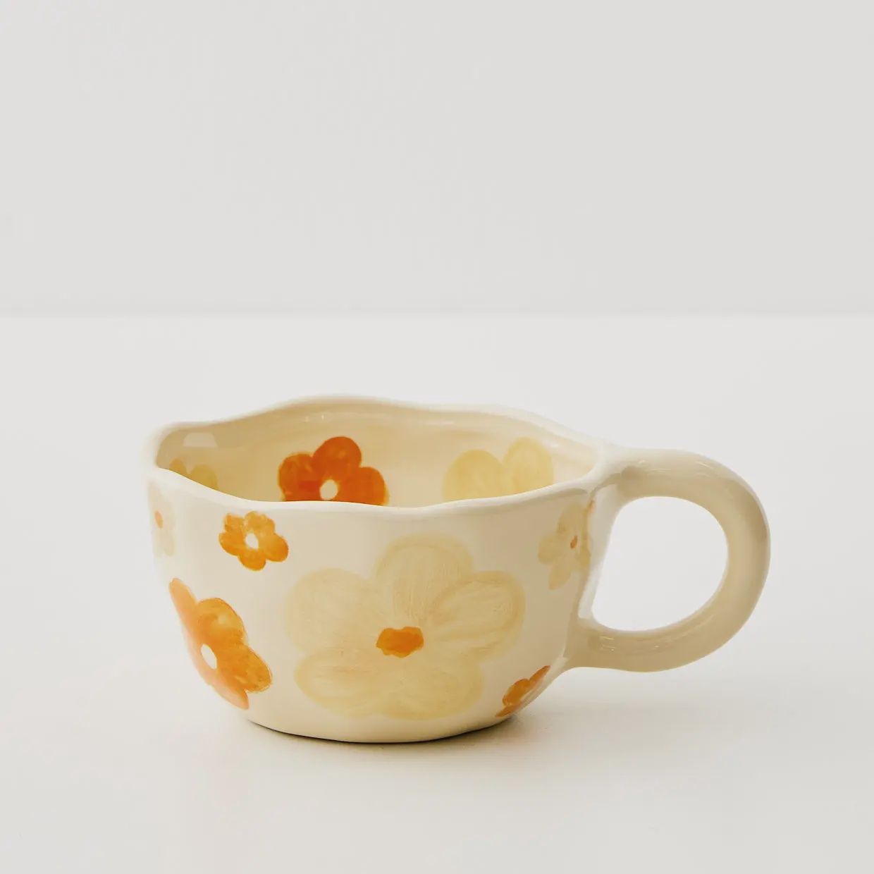 Painted Orange Blooms Ceramic Mug
