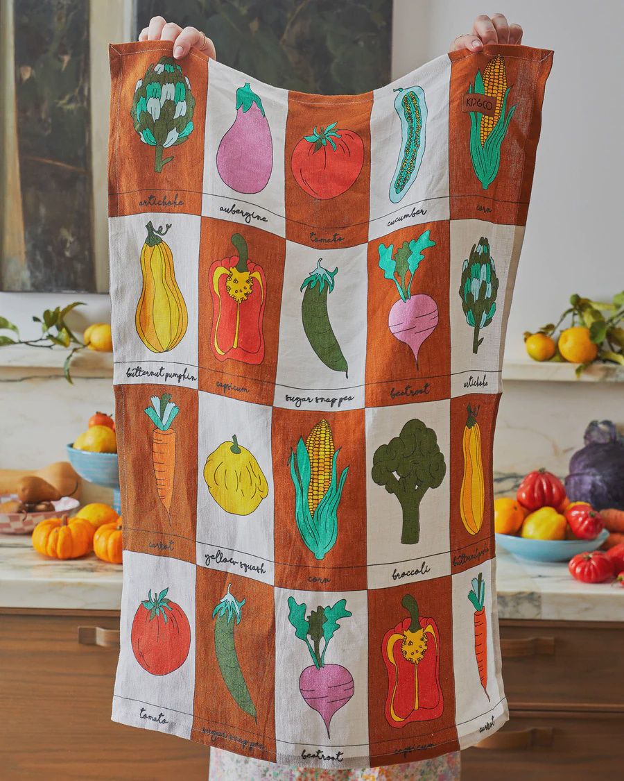 Vegie Box linen tea towel