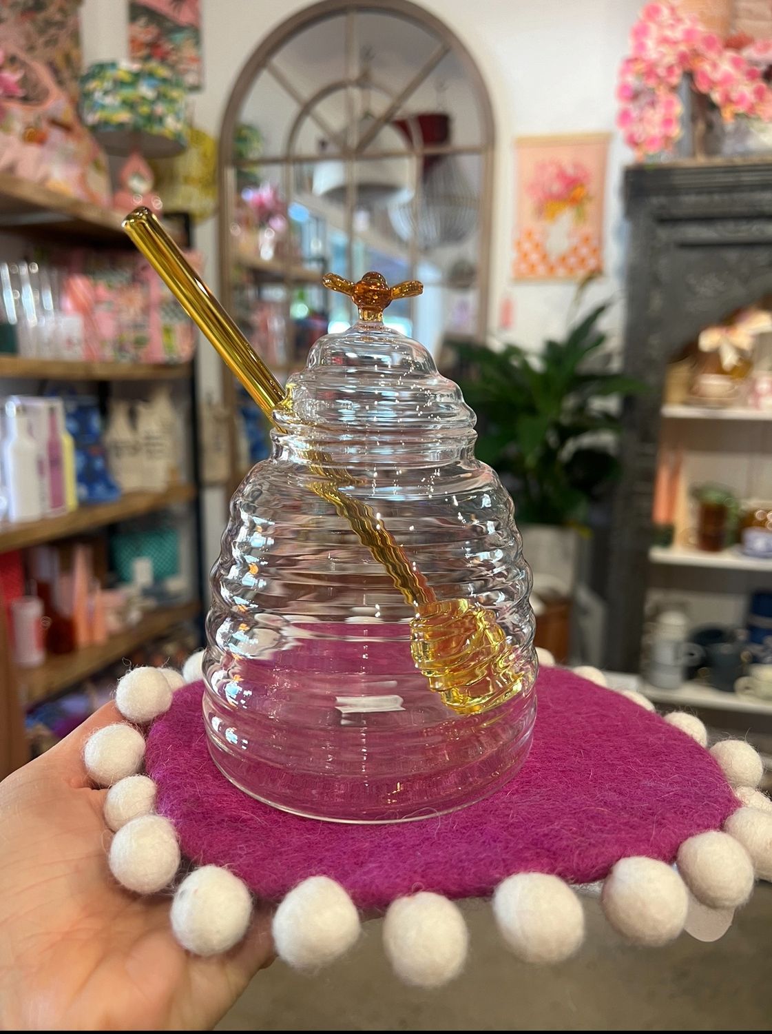 Glass Honey Pot