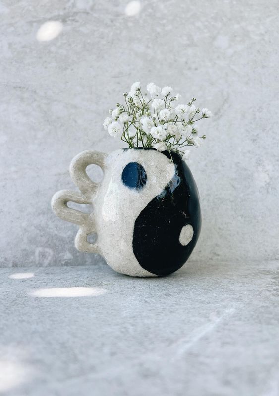 Ying Yang Bud Vase