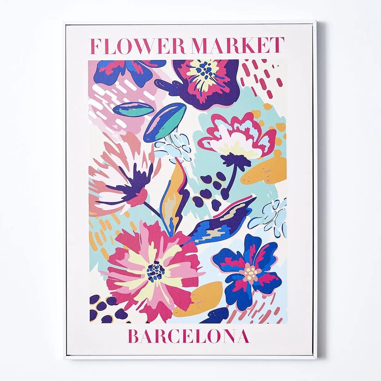 Flower Market Barcelona Framed Canvas Print