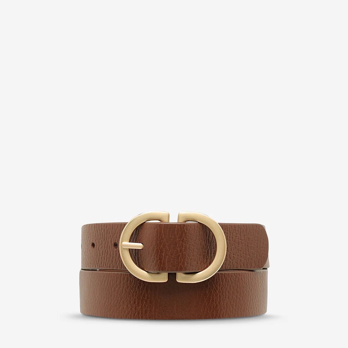 In Reverse Belt in Tan/Gold