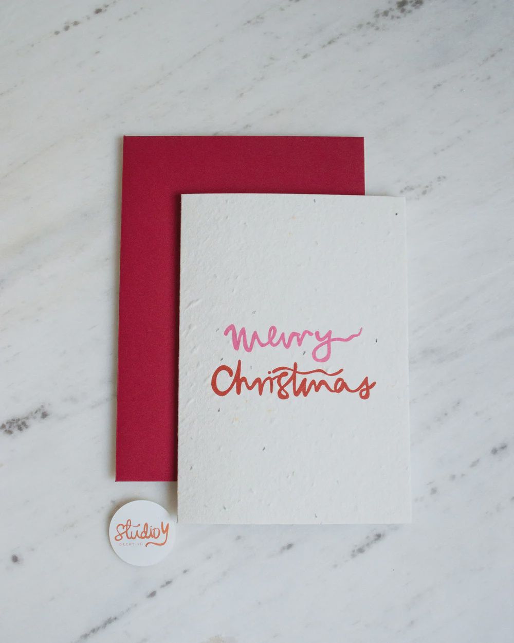 Merry Christmas Greeting Card in Red