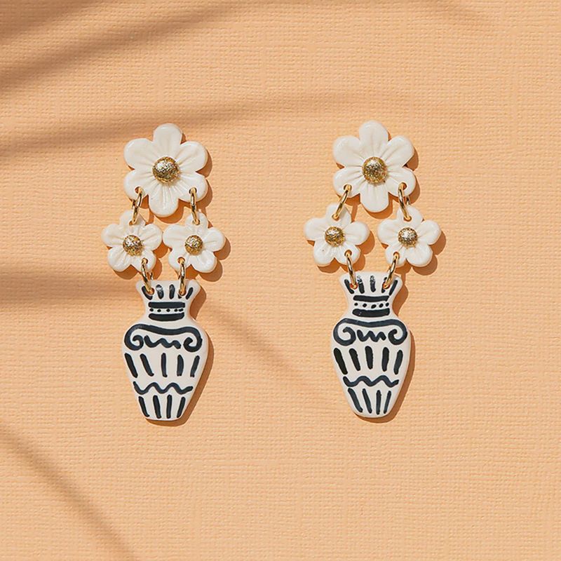 Posy White Earrings