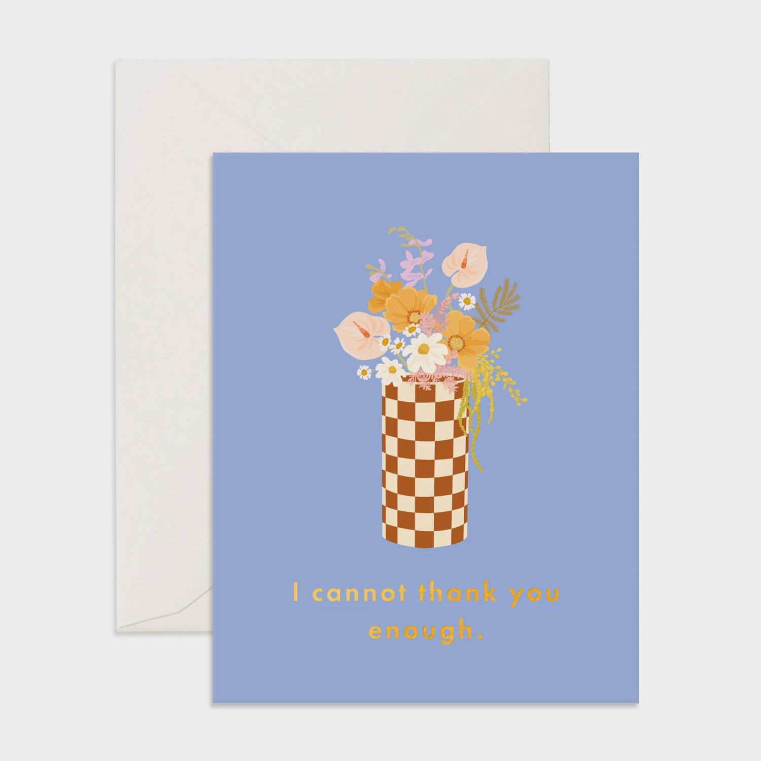 Thank You Enough Check Vase Greeting Card
