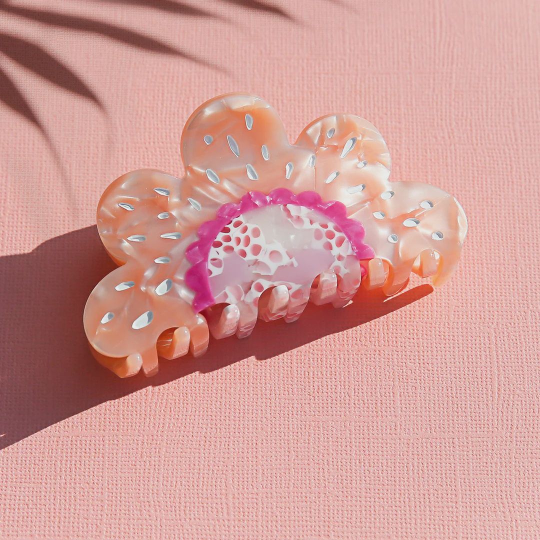 Pink Flower Hair Claw