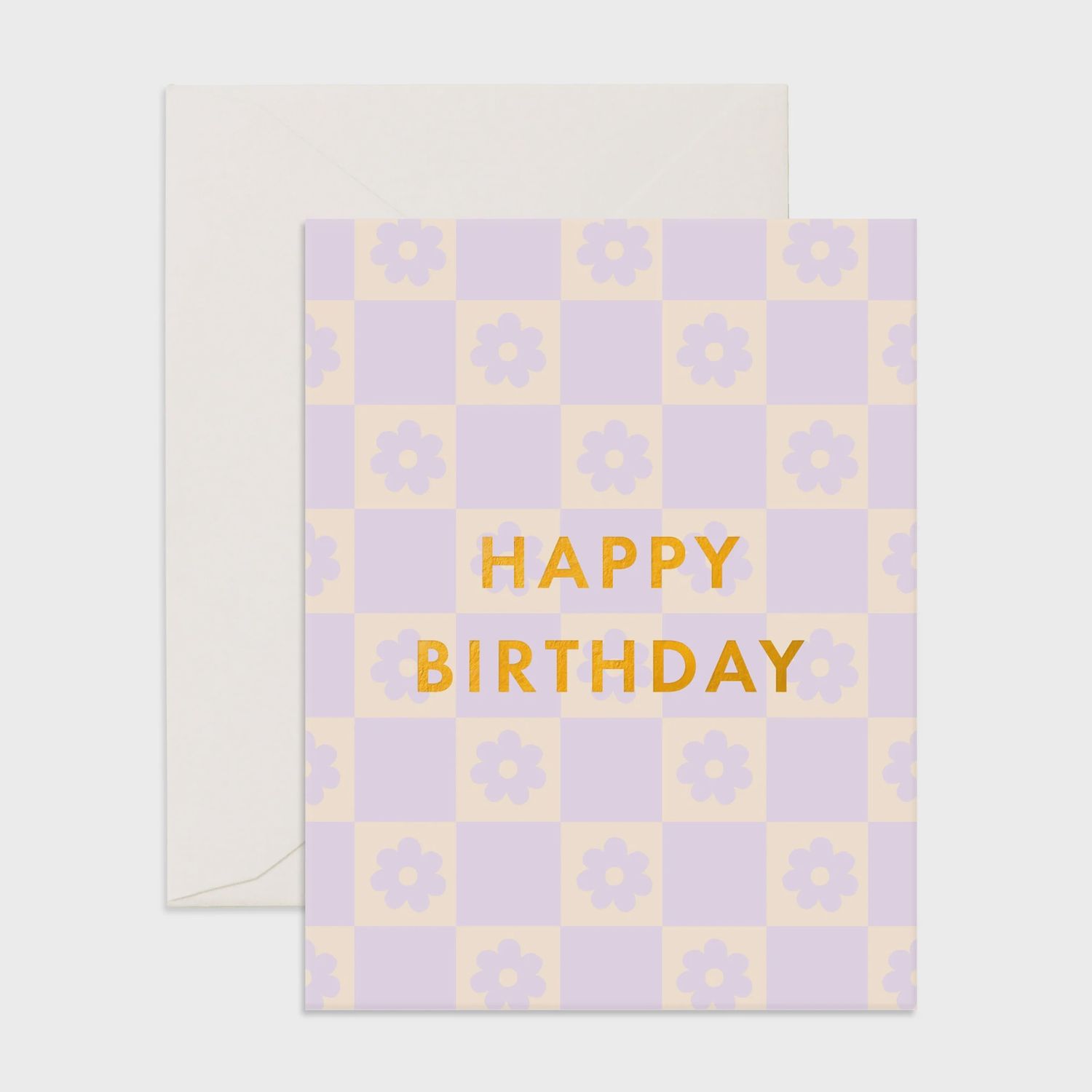 Birthday Lilac Daisy Grid Greeting Card